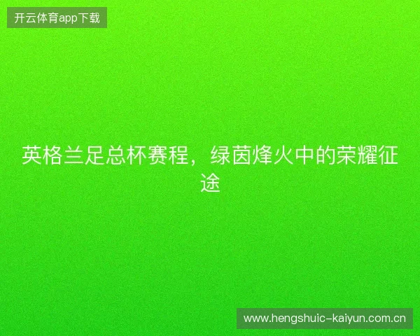 英格兰足总杯赛程，绿茵烽火中的荣耀征途